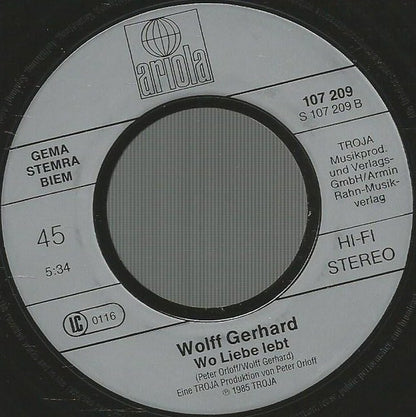 Wolff Gerhard : Also Lebe Ich (7", Single)