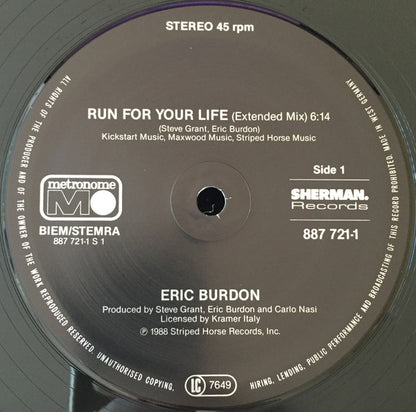 Eric Burdon : Run For Your Life (12", Maxi)