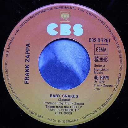 Frank Zappa : Dancin' Fool / Baby Snakes (7", Single)