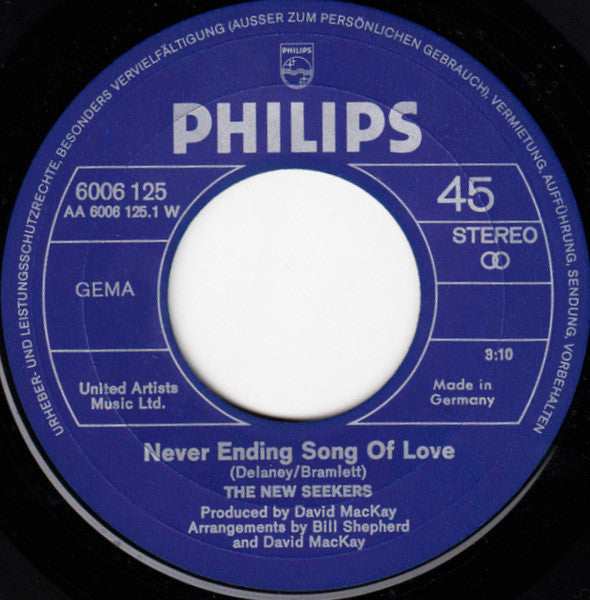 The New Seekers : Never Ending Song Of Love (7", Single)