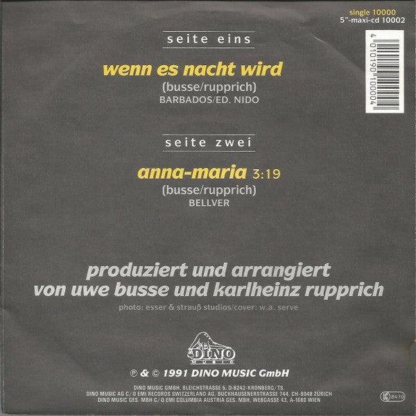 Uwe Busse : Wenn Es Nacht Wird (7", Single)