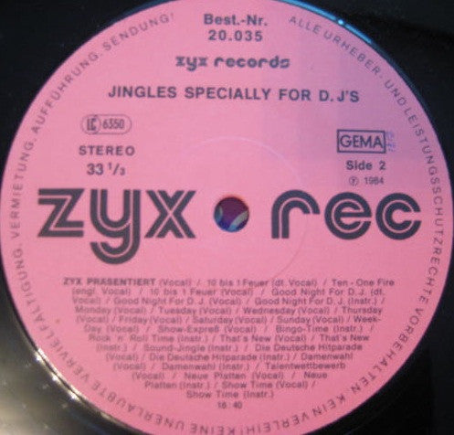 Various : Jingles Specially For D.J's (LP)