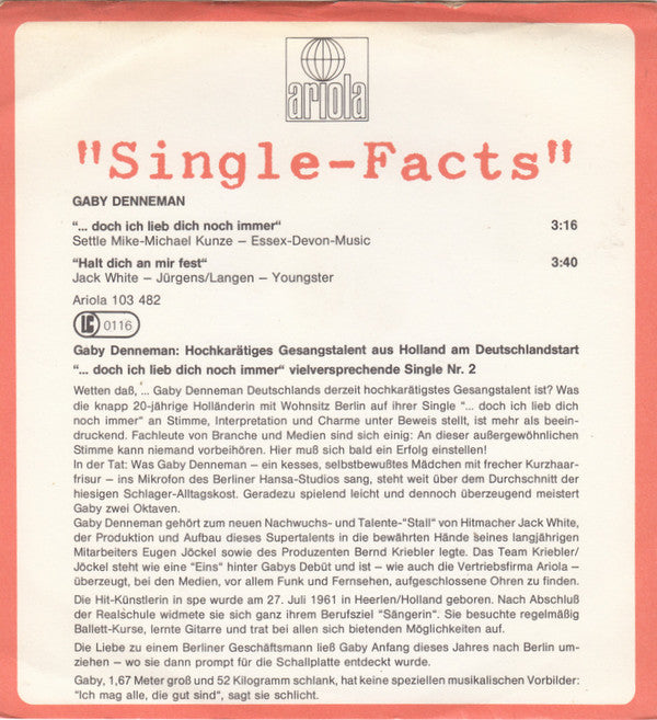 Gaby Denneman : ...Doch Ich Lieb Dich Noch Immer / Halt Dich An Mir Fest (7", Single)