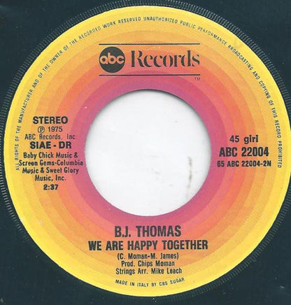 B.J. Thomas : Help Me Make It (To My Rockin' Chair) (7", Single)