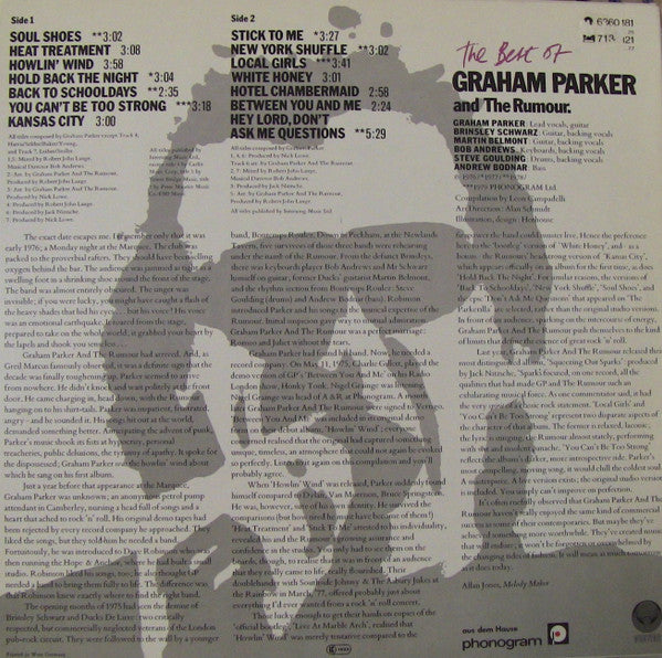 Graham Parker And The Rumour : The Best Of Graham Parker And The Rumour (LP, Comp)