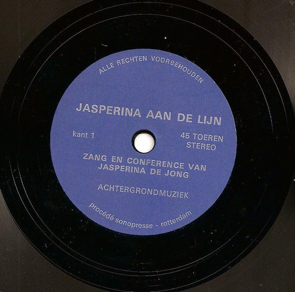 Jasperina De Jong : Jasperina Aan De Lijn (Zang En Conference Van Jasperina De Jong) (Flexi, 7", Single, Mono, Fre)