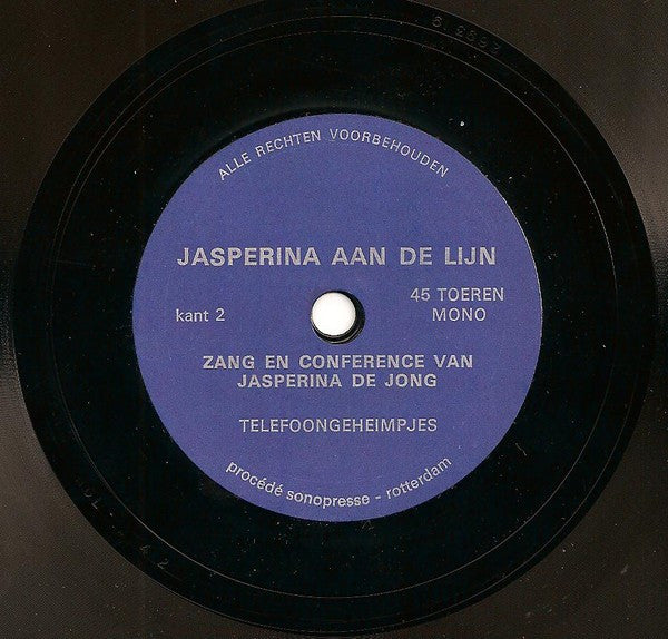 Jasperina De Jong : Jasperina Aan De Lijn (Zang En Conference Van Jasperina De Jong) (Flexi, 7", Single, Mono, Fre)