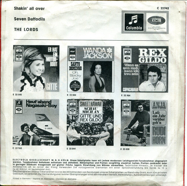 The Lords : Shakin' All Over / Seven Daffodils (7", Single)