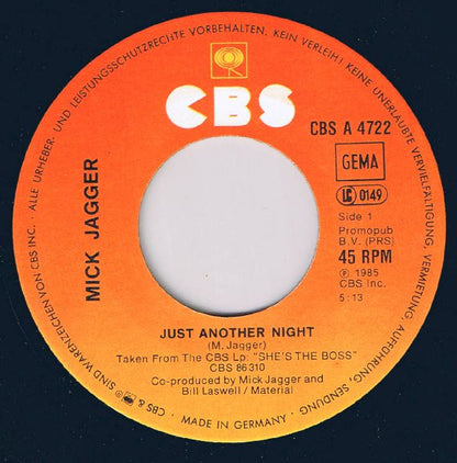 Mick Jagger : Just Another Night (7", Single)