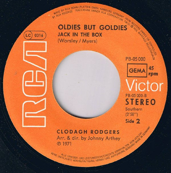 Clodagh Rodgers : Come Back And Shake Me / Jack In The Box (7", Single)