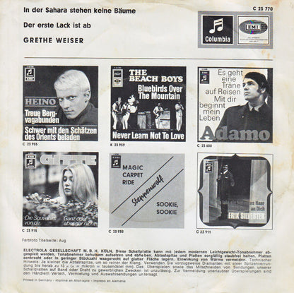 Grete Weiser : In Der Sahara Stehen Keine Bäume / Der Erste Lack Ist Ab (7", Single)