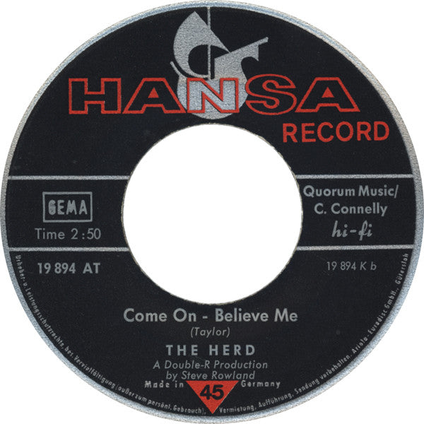 Herd : Paradise Lost / Come On - Believe Me (7", Single)