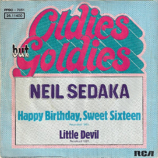 Neil Sedaka : Happy Birthday, Sweet Sixteen / Little Devil (7", Ora)