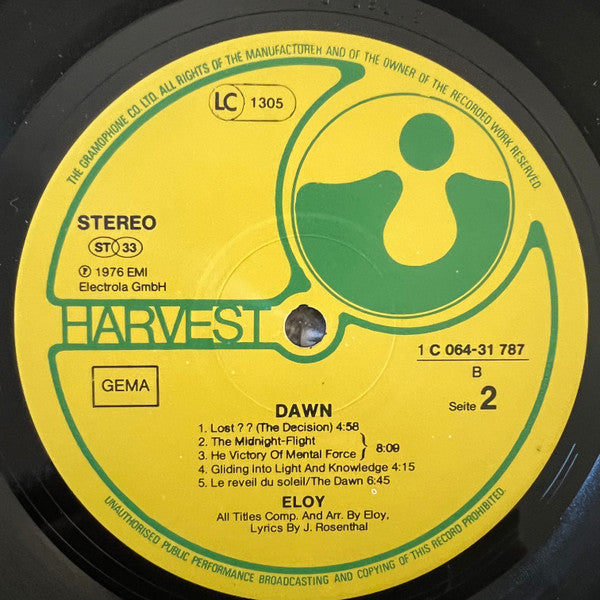 Eloy : Dawn (LP, Album, RP)