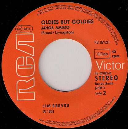 Jim Reeves : Distant Drums / Adios Amigo (7")