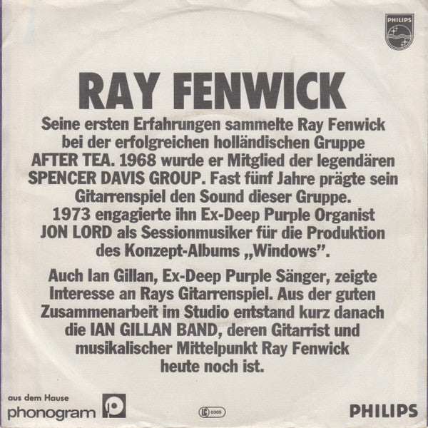 Ray Fenwick : Queen Of The Night / Between The Devil And Me (7")