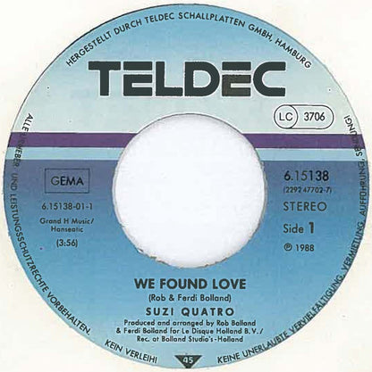 Suzi Quatro : We Found Love (7", Single)
