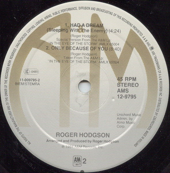 Roger Hodgson : Had A Dream (Sleeping With The Enemy) (Long Version) (12", Maxi)