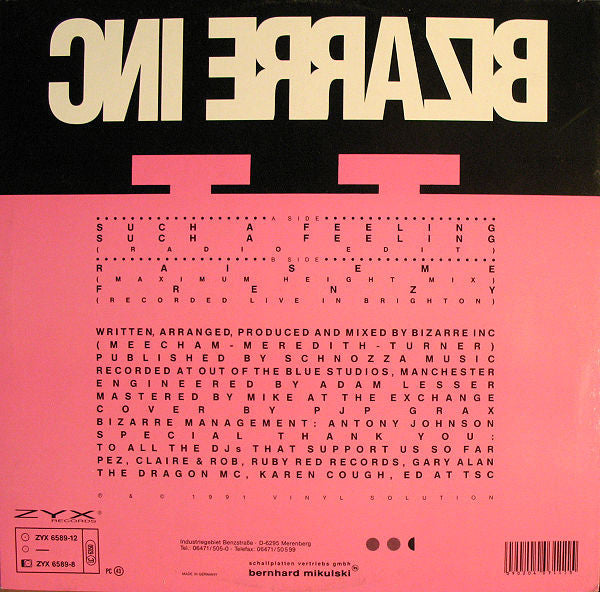 Bizarre Inc : Such A Feeling (12", Maxi)