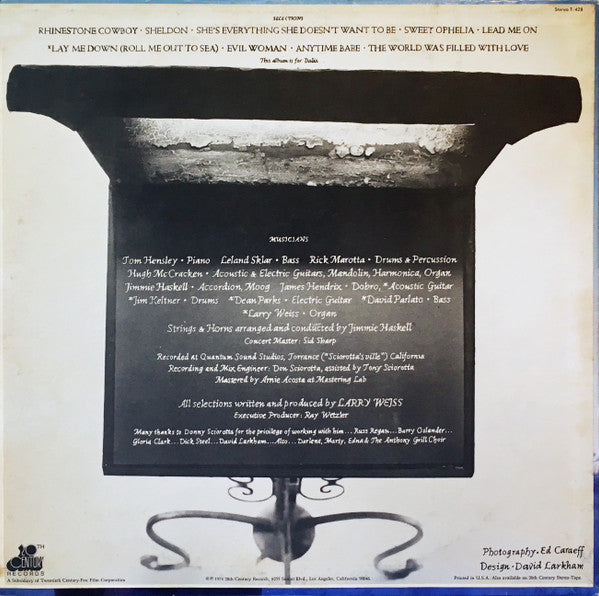 Larry Weiss : Black & Blue Suite (LP, Album)