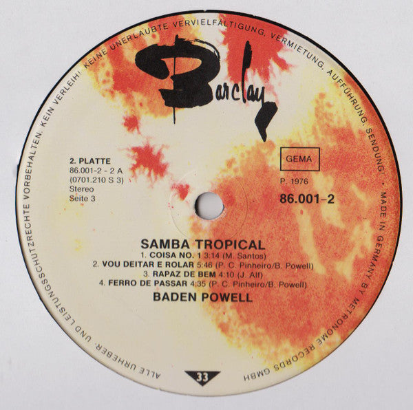 Baden Powell : Samba Tropical (2xLP, Comp, Gat)