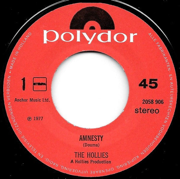 The Hollies : Amnesty (7", Single)