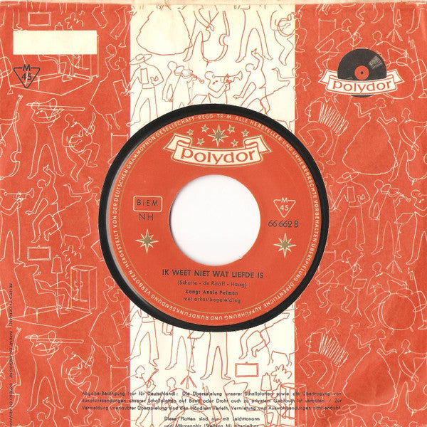 Annie Palmen : Ik Zal Je Nooit Meer Vergeten / Ik Weet Niet Wat Liefde Is (7")