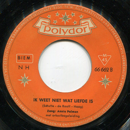 Annie Palmen : Ik Zal Je Nooit Meer Vergeten / Ik Weet Niet Wat Liefde Is (7")
