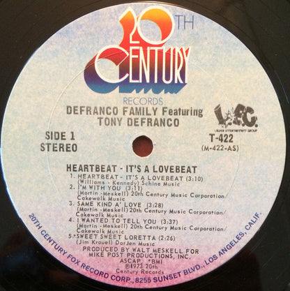 The DeFranco Family Featuring Tony DeFranco : Heartbeat, It's A Lovebeat (LP, Album)