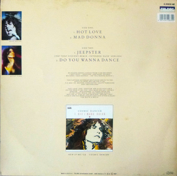 T. Rex / Marc Bolan : Hot Love / Jeepster (1987 Tony Visconti Remix) (12")