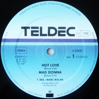 T. Rex / Marc Bolan : Hot Love / Jeepster (1987 Tony Visconti Remix) (12")