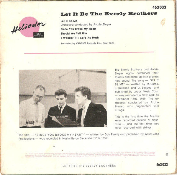 Everly Brothers : Let It Be (7", EP)