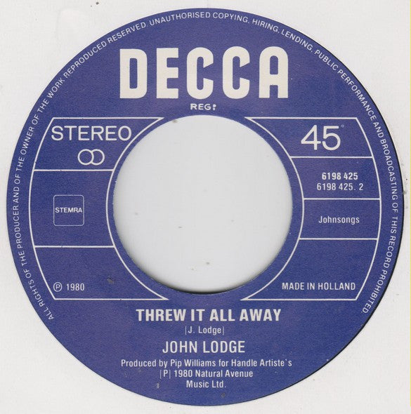 John Lodge : Street Cafe (7")