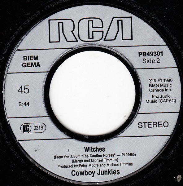 Cowboy Junkies : Sun Comes Up, It's Tuesday Morning (7", Single)