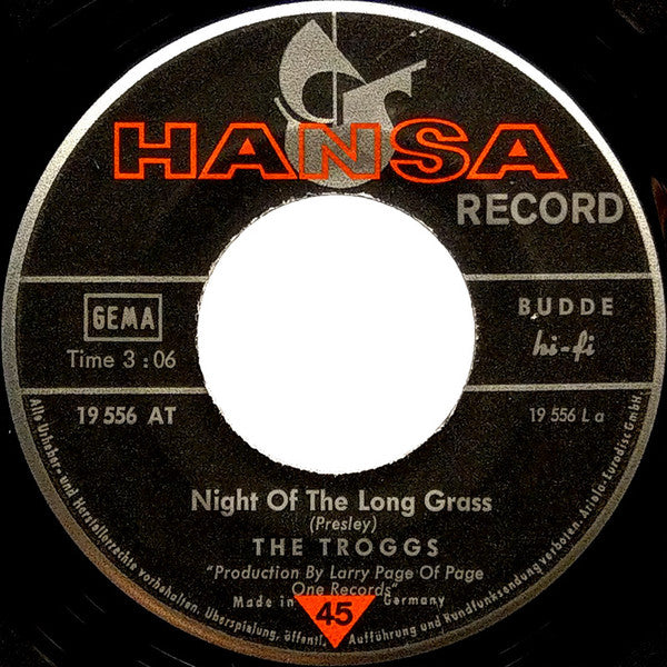 The Troggs : Night Of The Long Grass / Girl In Black (7", Single, Mono)