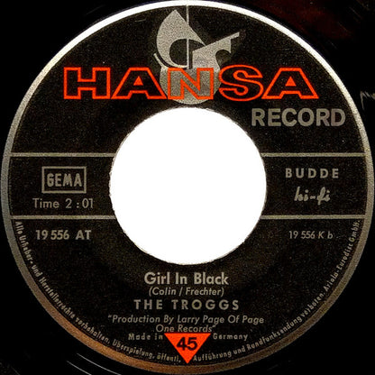 The Troggs : Night Of The Long Grass / Girl In Black (7", Single, Mono)