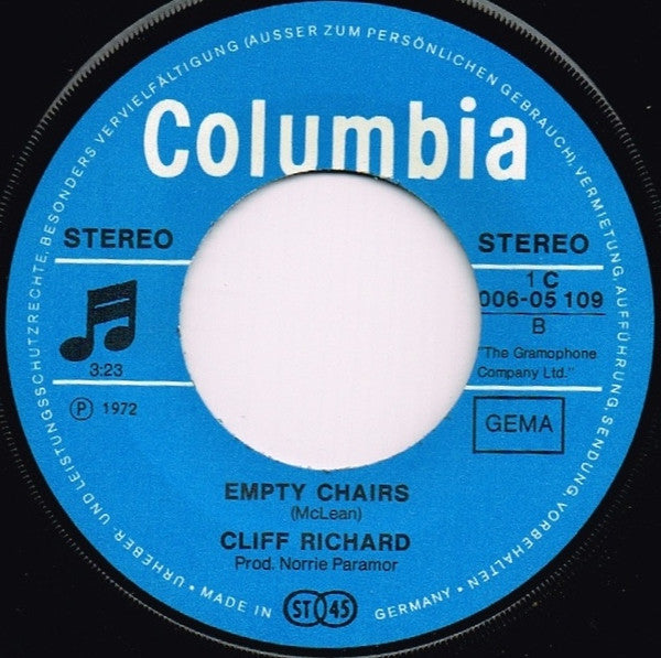 Cliff Richard : Living In Harmony / Empty Chairs (7", Single)