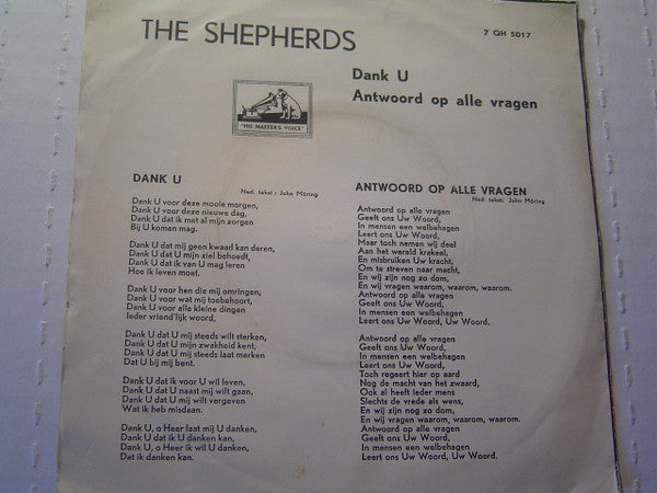 The Shepherds : Dank U / Antwoord Op Alle Vragen (7", Single)