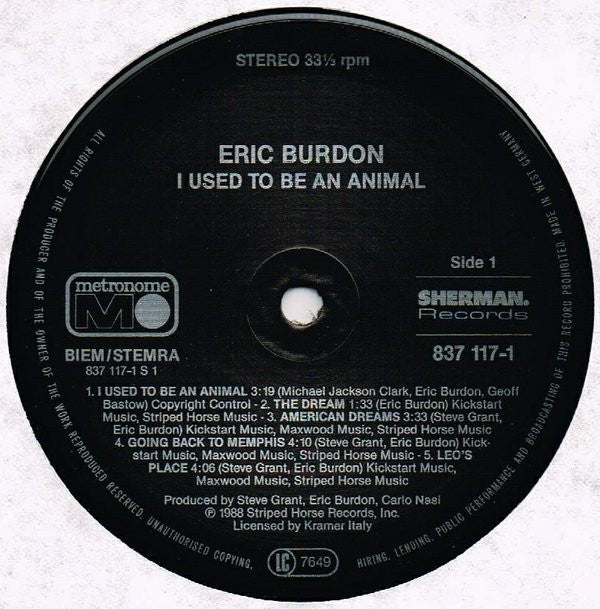 Eric Burdon : I Used To Be An Animal (LP, Album)