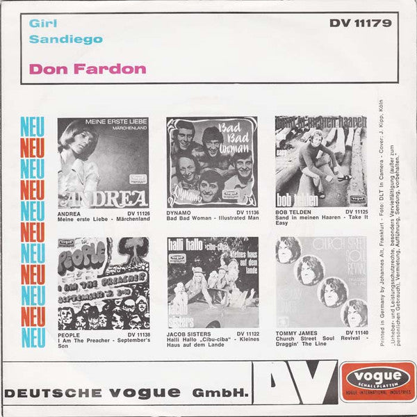 Don Fardon : Girl (7", Single)