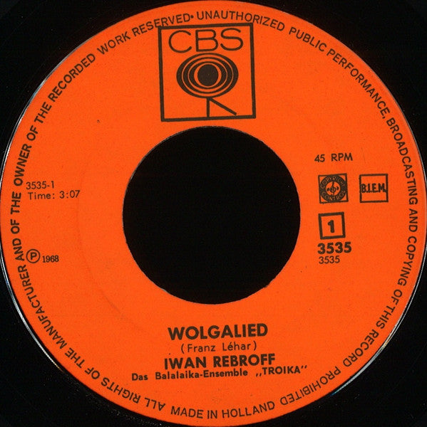 Ivan Rebroff Und Das Balalaika Ensemble Troika : Wolgalied (7", Single)