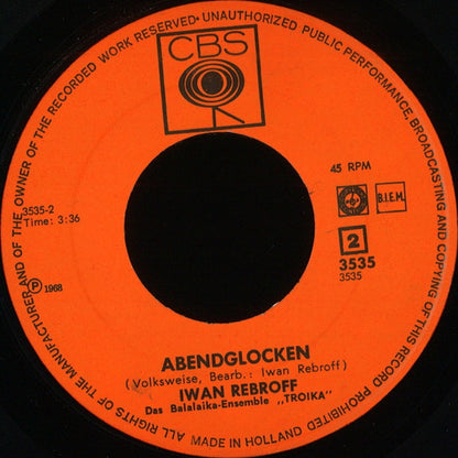 Ivan Rebroff Und Das Balalaika Ensemble Troika : Wolgalied (7", Single)