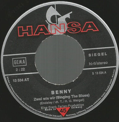 Benny (4) : Zwei Wie Wir (Singing The Blues) (7", Single)
