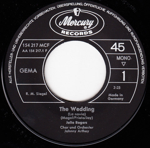 Julie Rogers : The Wedding (7", Single, Mono)