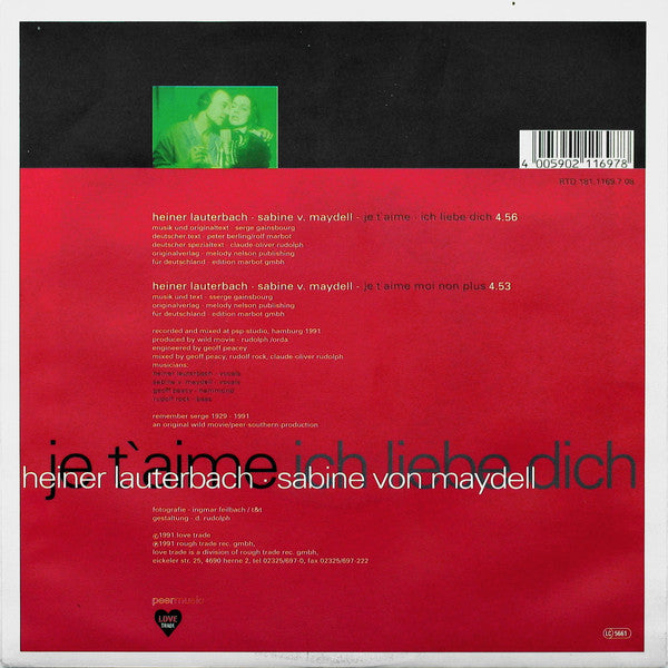 Heiner Lauterbach . Sabine von Maydell : Je T'aime Ich Liebe Dich (7", Single)