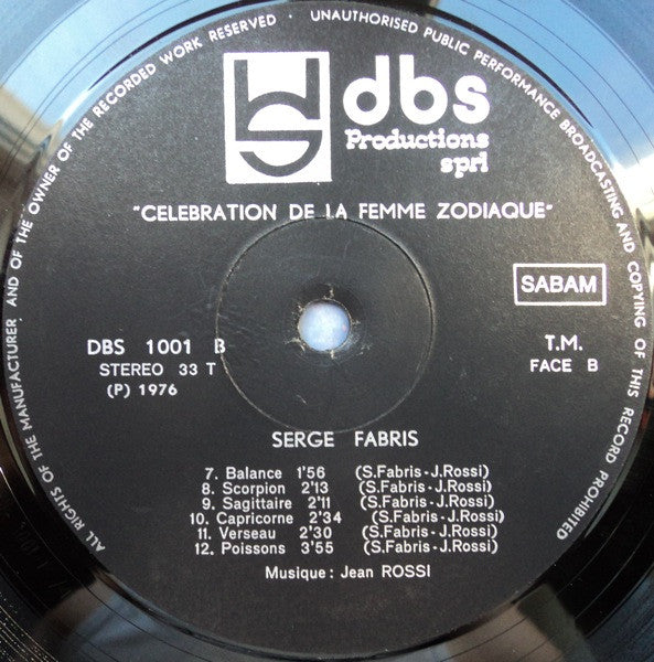 Serge Fabris - Jean Rossi : Célélebration De La Femme Au Zodiaque (LP)
