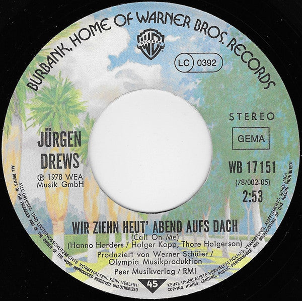 Jürgen Drews : Wir Ziehn Heut' Abend Aufs Dach (7", Single, Promo)