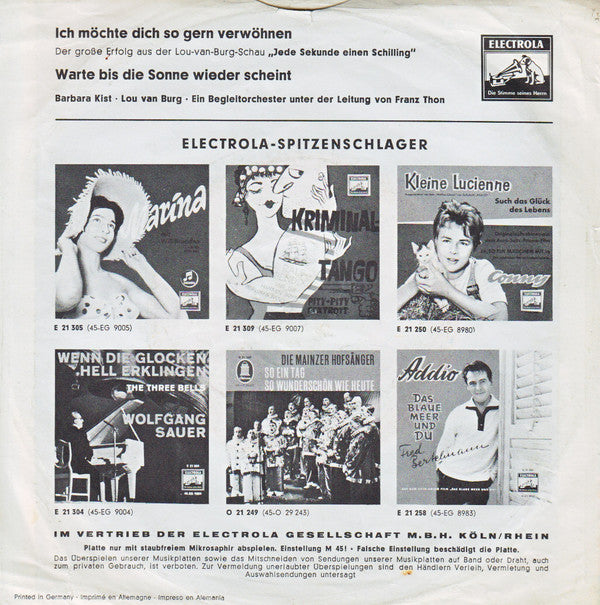 Lou Van Burg Und Barbara Kist : Ich Möchte Dich So Gern Verwöhnen (7", Single)