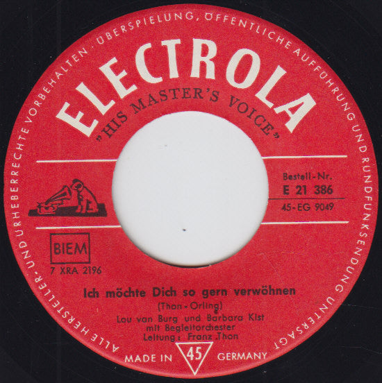 Lou Van Burg Und Barbara Kist : Ich Möchte Dich So Gern Verwöhnen (7", Single)