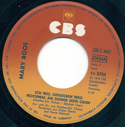 Mary Roos : Eine Liebe Ist Wie Ein Lied (7", Single)
